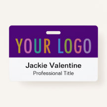 Nome do PVC roxo Crachá Logotipo horizontal Etique