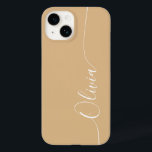 Nome do Script de Caligrafia Elegante Branco Casta<br><div class="desc">Brown Elegant White Calliografia Script Personalizado Nome iPhone 14 Smart Capa de telefone apresenta um design moderno e moderno,  simples e na moda,  com seu nome personalizado em elegante tipografia de script de caligrafia escrita à mão sobre um fundo marrom. Elaborado por ©Evco Studio www.zazzle.com/store/evcostudio</div>