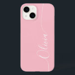 Nome do Script de Caligrafia Elegante Branco Rosa<br><div class="desc">O Smartex iPhone 14 Smart Capa de telefone,  Script de Caligrafia Elegante Branca Cor-de-Rosa,  apresenta um design simples moderno e moderno e na moda com seu nome personalizado em tipografia de script de caligrafia escrita à mão elegante,  em um fundo cor-de-rosa. Elaborado por ©Evco Studio www.zazzle.com/store/evcostudio</div>