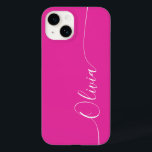 Nome do Script de Caligrafia Elegante Branco Rosa<br><div class="desc">O Smartex iPhone 14 Smart Capa de telefone,  Script de Caligrafia Elegante Branca Cor-de-Rosa,  apresenta um design simples moderno e moderno e na moda com seu nome personalizado em tipografia de script de caligrafia escrita à mão elegante,  em um fundo cor-de-rosa. Elaborado por ©Evco Studio www.zazzle.com/store/evcostudio</div>