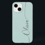 Nome do Script de Caligrafia Elegante da Cinza Azu<br><div class="desc">As Cinzas azuis de caligrafia elegante Script Personalizado de Nome iPhone 14 Smart Capa de telefone apresentam um moderno,  moderno,  simples e na moda com seu nome personalizado em letras elegantes,  escrita à mão,  com script de caligrafia tipografia em um fundo azul opal. Elaborado por ©Evco Studio www.zazzle.com/store/evcostudio</div>