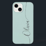 Nome do Script de Caligrafia Elegante da Cinza Azu<br><div class="desc">As Cinzas azuis de caligrafia elegante Script Personalizado de Nome iPhone 14 Smart Capa de telefone apresentam um moderno, moderno, simples e na moda com seu nome personalizado em letras elegantes, escrita à mão, com script de caligrafia tipografia em um fundo azul opal. Elaborado por ©Evco Studio www.zazzle.com/store/evcostudio</div>