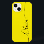 Nome do Script de Caligrafia Elegante Preto Amarel<br><div class="desc">O Yellow Black Elegant Calliografia Script Personalizado Nome Personalizado iPhone 14 Smart Capa de telefone apresenta um design simples e moderno e moderno, com seu nome personalizado em letras elegantes, escrita à mão, com script de caligrafia em um fundo amarelo. Elaborado por ©Evco Studio www.zazzle.com/store/evcostudio</div>