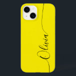 Nome do Script de Caligrafia Elegante Preto Amarel<br><div class="desc">O Yellow Black Elegant Calliografia Script Personalizado Nome Personalizado iPhone 14 Smart Capa de telefone apresenta um design simples e moderno e moderno,  com seu nome personalizado em letras elegantes,  escrita à mão,  com script de caligrafia em um fundo amarelo. Elaborado por ©Evco Studio www.zazzle.com/store/evcostudio</div>