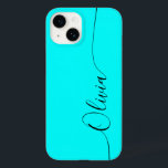 Nome do Script de Caligrafia Elegante Preto Aqua<br><div class="desc">As Capas de telefone Inteligentes do iPhone 14, Script Personalizado de Caligrafia Preta Elegante Aqua, apresentam um moderno e moderno simples e na moda com seu nome personalizado em letras de caligrafia escritas à mão elegantes tipografia de scripts de caligrafia em um fundo aqua. Elaborado por ©Evco Studio www.zazzle.com/store/evcostudio</div>