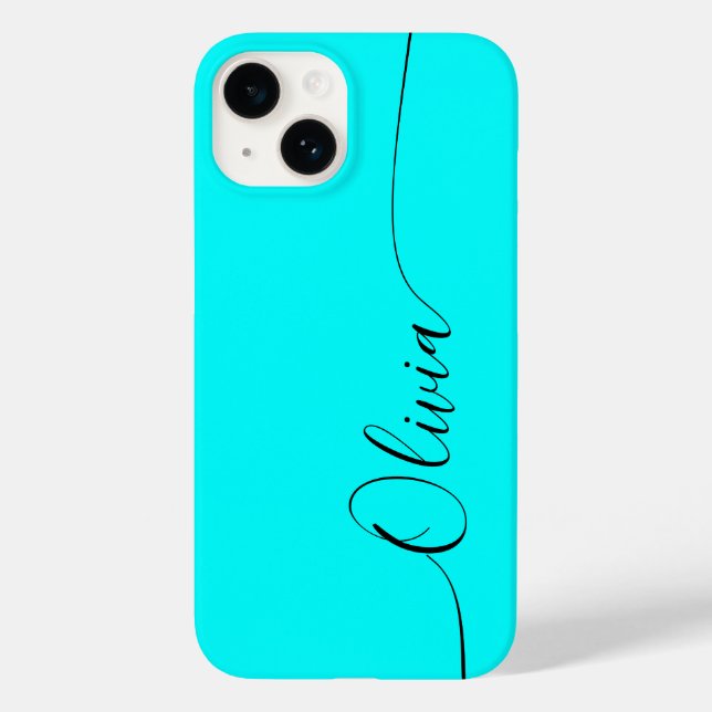 Nome do Script de Caligrafia Elegante Preto Aqua (Verso)