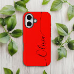 Nome do Script de Caligrafia Elegante Vermelho Pre<br><div class="desc">O Red Black Elegant Calliografia Script Personalizado Nome Personalizado iPhone 14 Smart Capa de telefone apresenta um design simples e moderno e moderno, com seu nome personalizado em letras elegantes, escrita à mão, com script de caligrafia em um fundo vermelho. Elaborado por ©Evco Studio www.zazzle.com/store/evcostudio</div>