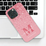 Nome do script de Na moda com monograma de brilho<br><div class="desc">Mala iPhone 13 Pro com o Nome de Script de Na moda Monograma,  cor-de-rosa,  brilhante. Edite usando a ferramenta design para ajustar o tamanho da fonte,  se necessário.</div>