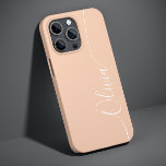 Nome do Script Elegante de Caligrafia Branco Apric<br><div class="desc">O Apricot White Elegant Calliografia Script Personalizado de Nome Personalizado iPhone 14 Smart Capa de telefone apresenta um design simples e moderno e moderno com seu nome personalizado na elegante tipografia de script de caligrafia escrita à mão em um fundo de damasco. Elaborado por ©Evco Studio www.zazzle.com/store/evcostudio</div>
