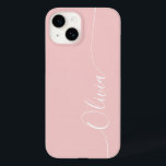 Nome do Script Elegante Elegante de rosa White<br><div class="desc">Rosa White Elegant Calliografia Script Personalizado Nome Personalizado iPhone 14 Smart Capa de telefone apresenta um design moderno e moderno, simples e na moda, com seu nome personalizado em letras elegantes, escritas à mão, com letra tipografia de script de caligrafia em fundo rosa cor-de-rosa. Elaborado por ©Evco Studio www.zazzle.com/store/evcostudio</div>