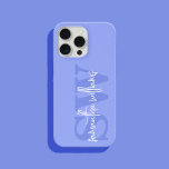 Nome do Script Inicial do Monograma Azul Moderno<br><div class="desc">Capas de iphone do Nome Inicial do Script do Monograma Azul Moderno</div>
