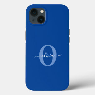 Nome do Script Monograma Personalizado Branco Azul