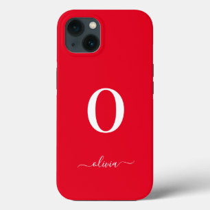Nome do Script Monograma Personalizado Vermelho e