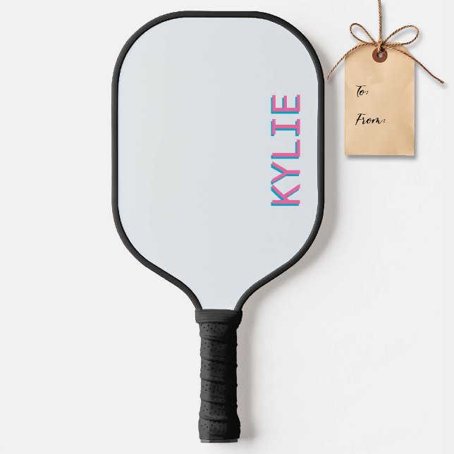 Nome do Teto Rosa Personalizado do Presente do Pic (pickleball gift personalized paddle pink teal custom text name text modern blue)