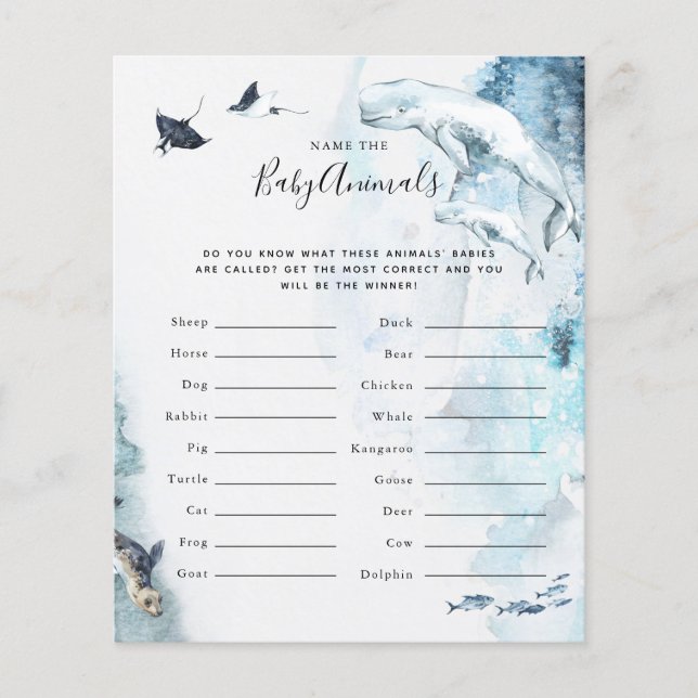 Nome dos Animais Bebês | Jogo Chá de fraldas (Frente)