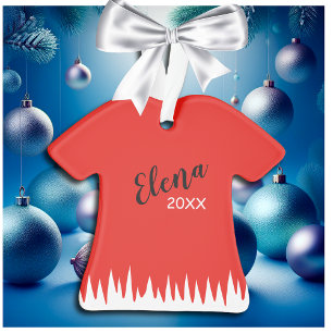 Nome e Ano das Meninas em Ornamento Vermelho em Fo