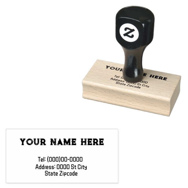 Nome e endereço Carimbo de borracha personalizável (Carimbado)