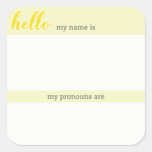 Nome e etiqueta do Pronoun - Quadrado Amarelo