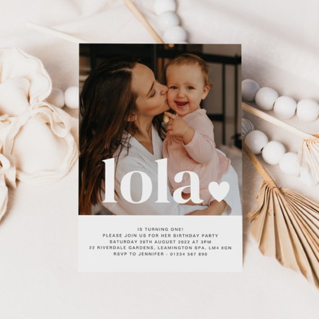 Nome e Foto do Coração Primeiro Convite de Anivers (Criador carregado)