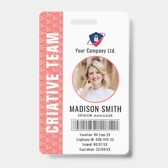 Nome e Foto Personalizados | Crachá de ID (Frente)