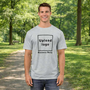 Nome e logotipo da empresa na camiseta da Cinza