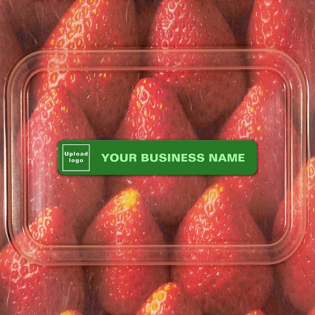 Nome e logotipo da empresa no adesivo fino verde (Criador carregado)