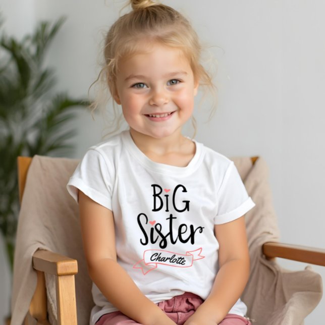 Nome e Monograma do Anúncio da Big Sister Baby (Big Sister Baby Announcement Name & Monogram Tri-Blend Shirt)