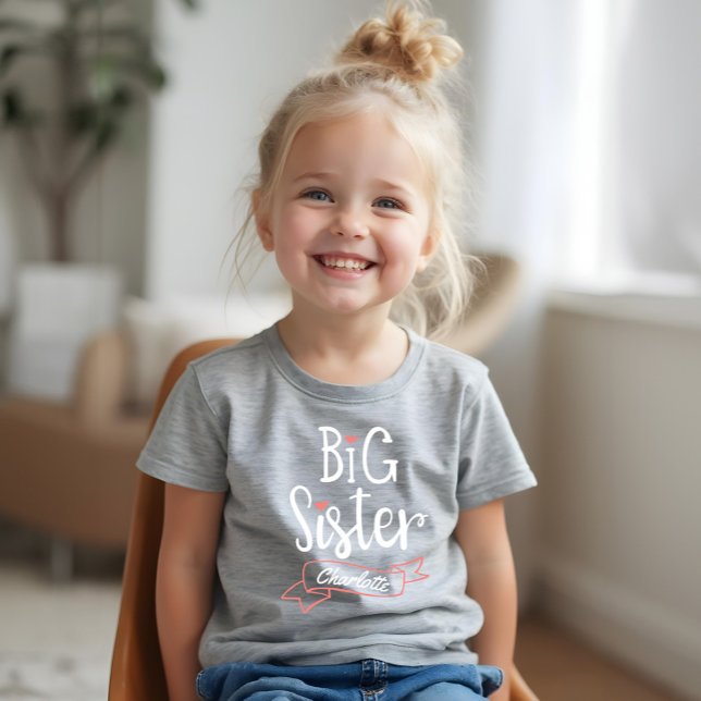 Nome e Monograma do Anúncio da Big Sister Baby (Big Sister Baby Announcement Name & Monogram Tri-Blend Shirt)