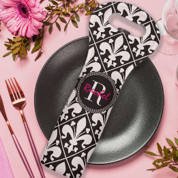 Nome e Monograma Fleur de Lys Preto e Branco