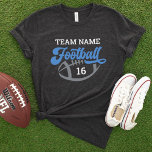 Nome e Número do Jogador de Futebol Personalizado<br><div class="desc">Camisa de futebol frontal e traseira personalizada - mostrada em carvões preto Design apresenta o texto "Futebol" com texto que pode ser personalizado para o nome da equipe,  o sobrenome do jogador e o número de camisa. As cores branca,  azul e cinza podem ser personalizadas.</div>