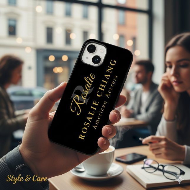 Nome e Título Personalizados com Monograma (Custom Name & Title with Monogram Case-Mate iPhone 14 Case)