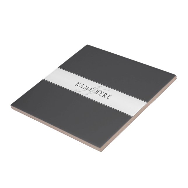 Nome Elegante e Monograma | Cinzas Escuras e Luzes (Lateral)