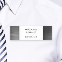Elegante Etiqueta Comercial de Metal Cinza Escuro