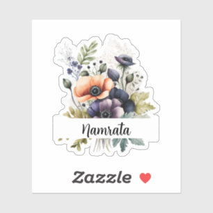 Nome em Flor: Adesivo Floral de Aquarela Personali