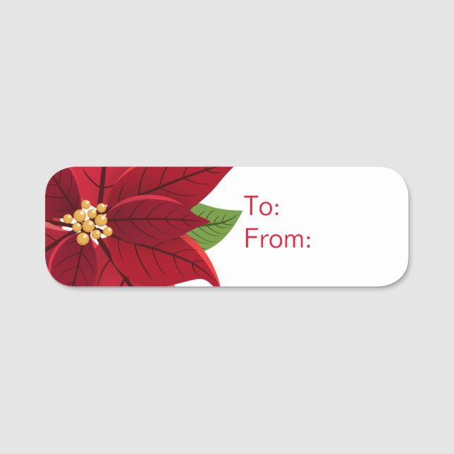 Nome Etiqueta de Presente de Poinsettia Natal (Frente)