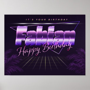 Nome Fabian Vorname lila retro Poster Geburtstag