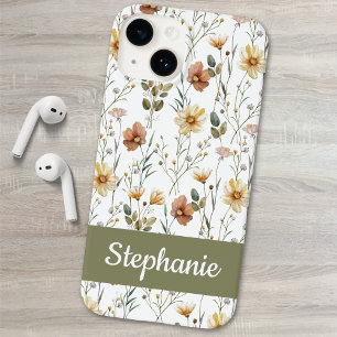 Nome Flor Silvestre Aquarela Verde Boho