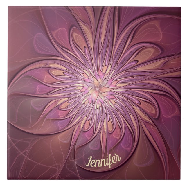 Nome Floral Fractal de Frutas Modernas Abstratas (Frente)