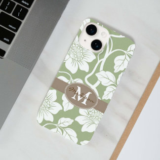 Nome floral verde e castanho e inicial