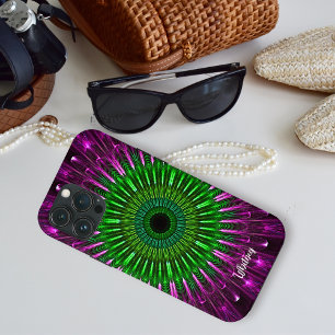 Nome Fractal Roxo Verde Abstrato Moderno