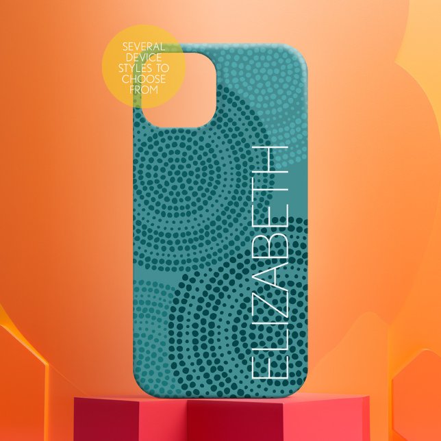Nome Grande do Padrão Geométrico Circular Moderno (Personalized Phone Case with Custom Text)