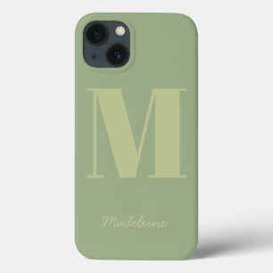 Nome inicial do Monograma Mínimo Moderno Verde Sa
