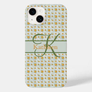 Nome Inicial Floral Amarelo Verde Monograma