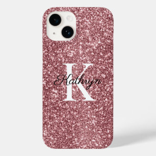 Nome Inicial Monograma Brilho em Rose Gold
