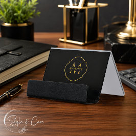Nome Inicial Personalizado Moderno Preto Elegante