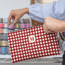 Nome Inicial Personalizado Red Gingham Girly Femin