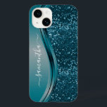 Nome manuscrito Azul Teal Glitter 13<br><div class="desc">A design é uma foto e as capas não são feitas com brilho, sequências, metais ou madeiras. Este design também está disponível em outros modelos de telefone. Escolha Tipo de dispositivo para ver outros iPhone, Samsung Galaxy ou Google capas. Alguns estilos podem ser alterados selecionando Estilo se essa for uma...</div>