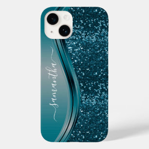 Nome manuscrito Azul Teal Glitter 13
