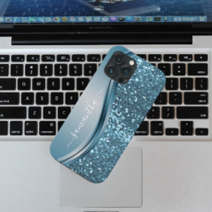 Nome manuscrito Blue Metal Glitter Exame 13