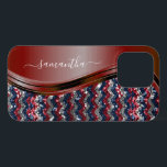 Nome manuscrito Glam Red White Blue Gliter<br><div class="desc">A design é uma foto e as capas não são feitas com brilho, sequências, metais ou madeiras. Este design também está disponível em outros modelos de telefone. Escolha Tipo de dispositivo para ver outros iPhone, Samsung Galaxy ou Google capas. Alguns estilos podem ser alterados selecionando Estilo se essa for uma...</div>